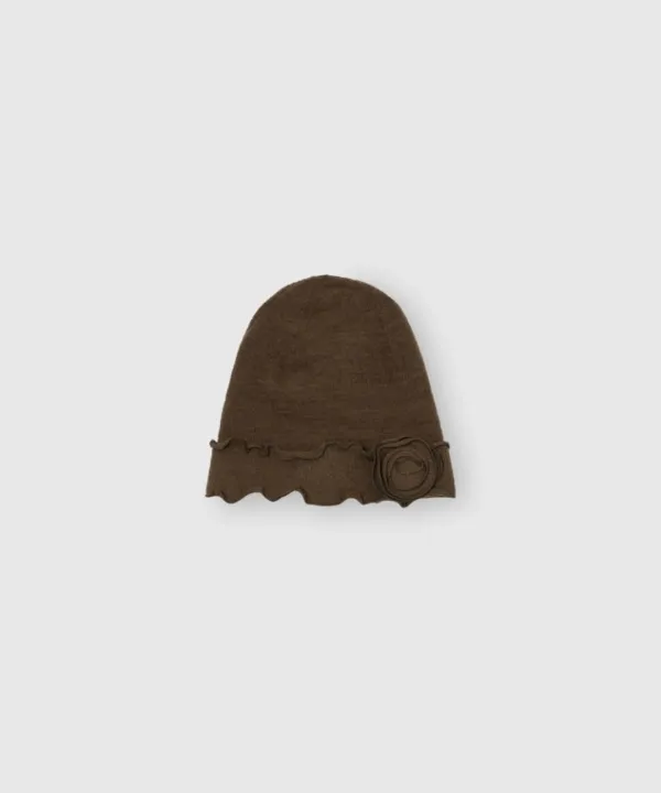 Rosette knit beanie (Brown)