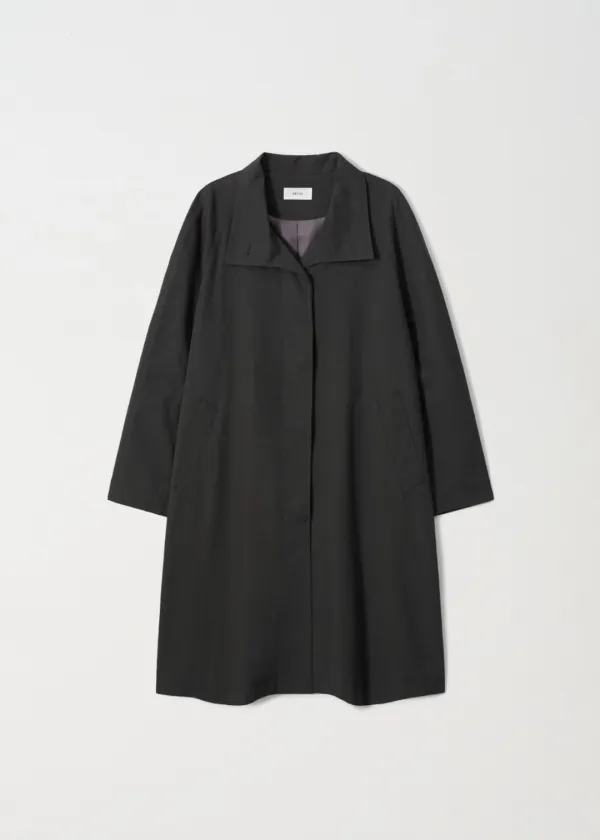 Slate High-Neck Long Trench Coat_Charcoal
