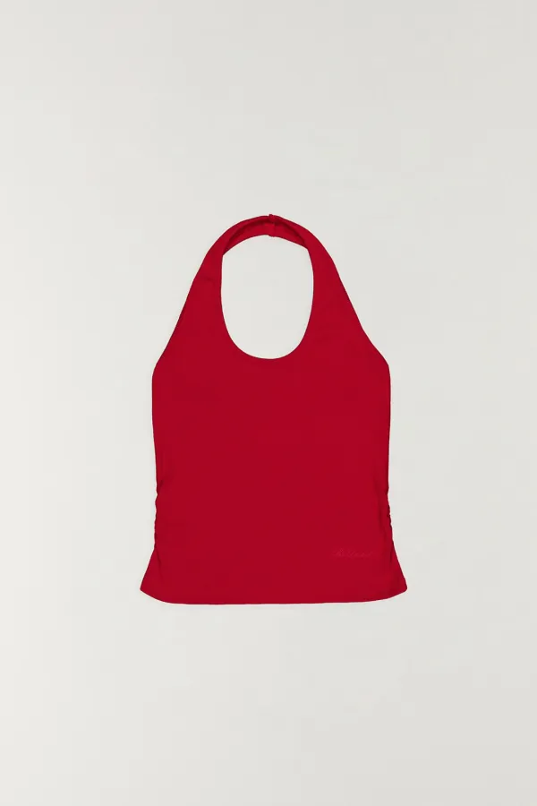 홀터넥 셔링 탑 RED