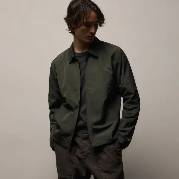 Recycled Twill Coach Jacket - Dark Olive