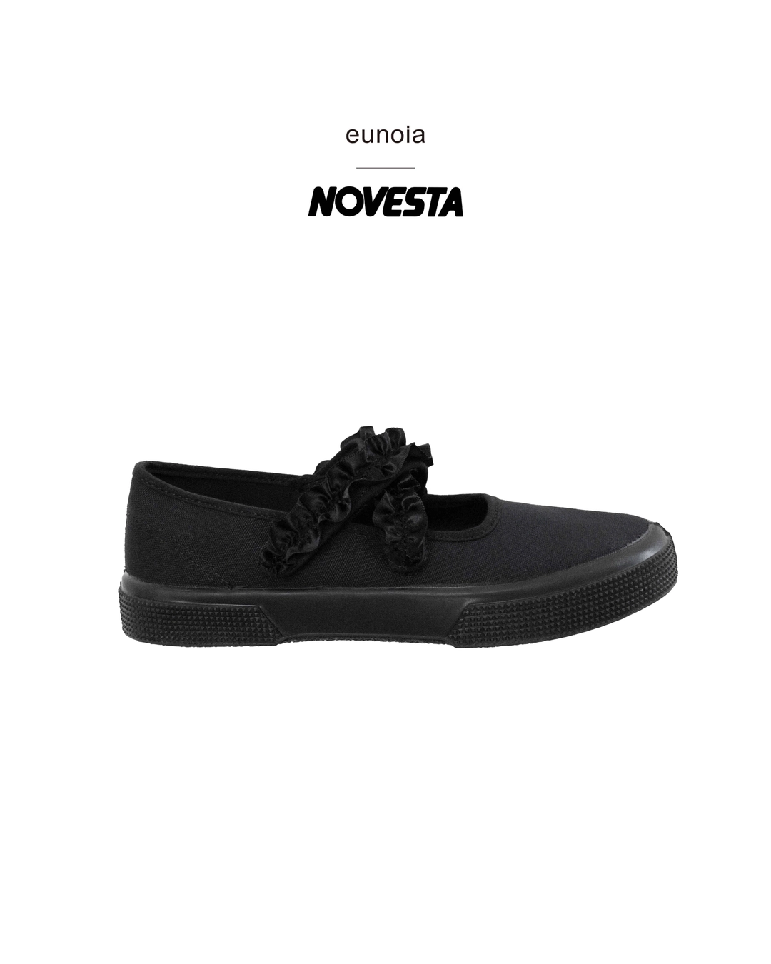 유노이아 [eunoia × NOVESTA] bow frill canvas mary jane (open) 상품 이미지 3