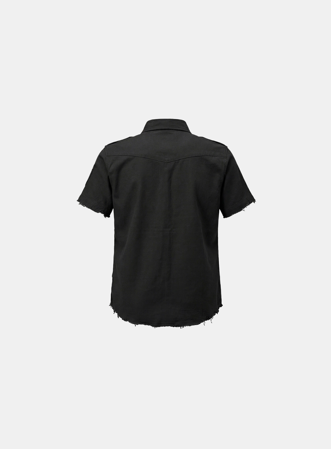 배드블러드 [w-sht26-015] Arc Epaulette Military Short Sleeve Shirt - Black 상품 이미지 3