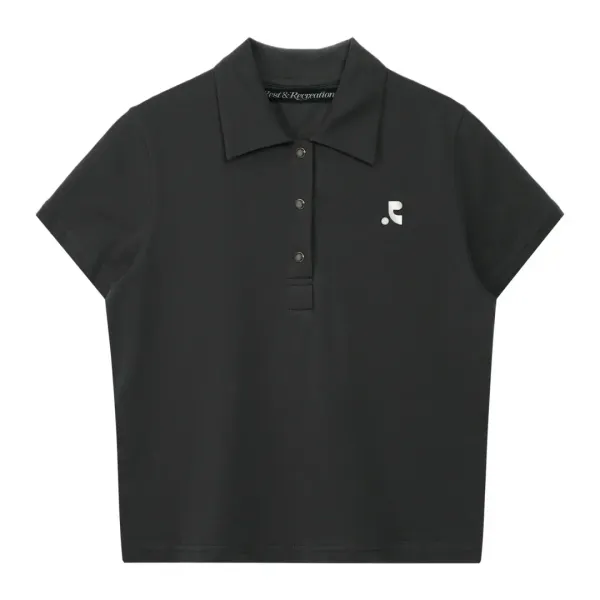 LIGHT POLO TOP - CHARCOAL