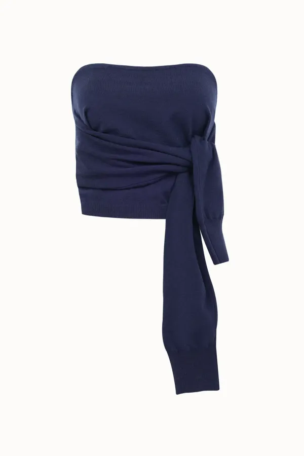 Knotted Knit Bustier[LMBESPKN265]-Navy