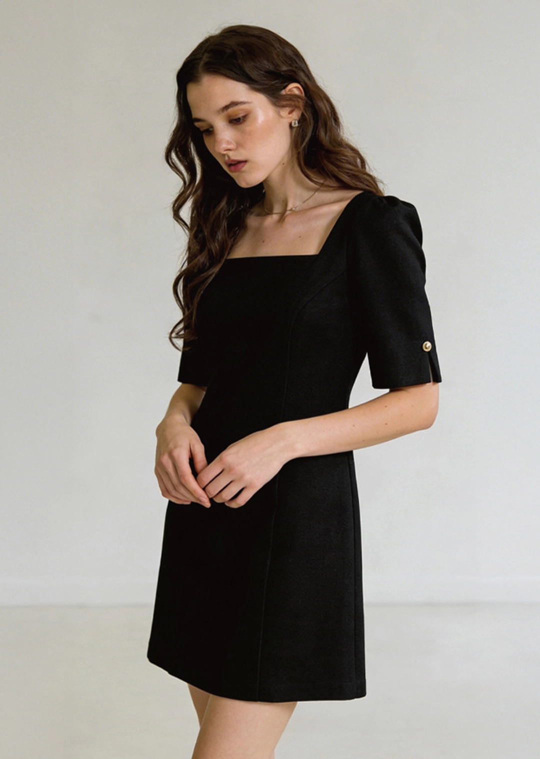아노에틱 ANC SQUARE NECK MINI DRESS_BLACK 상품 이미지 2