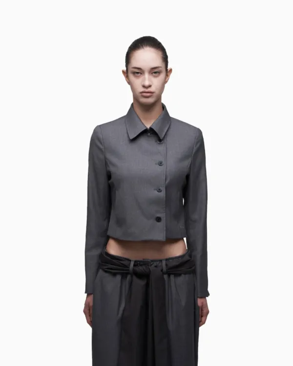 TAILORED CROPPED BLAZER CHARCOAL