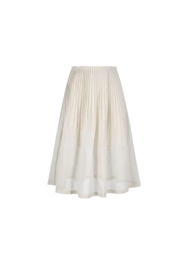 Pleated Midi Skirt, Beige