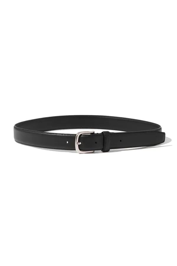 ENGRAVED LOGO LEATHER BELT [BLACK]
