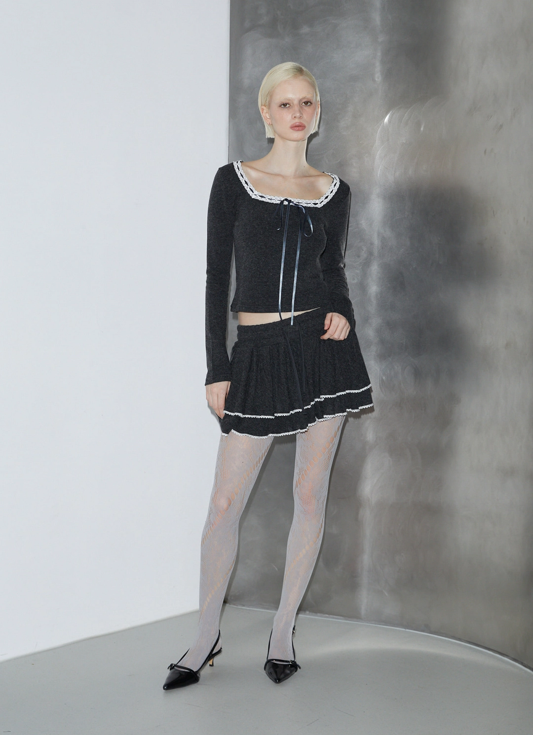 로제프란츠 Lace Cancan Mini Skirt [Charcoal] 상품 이미지 2