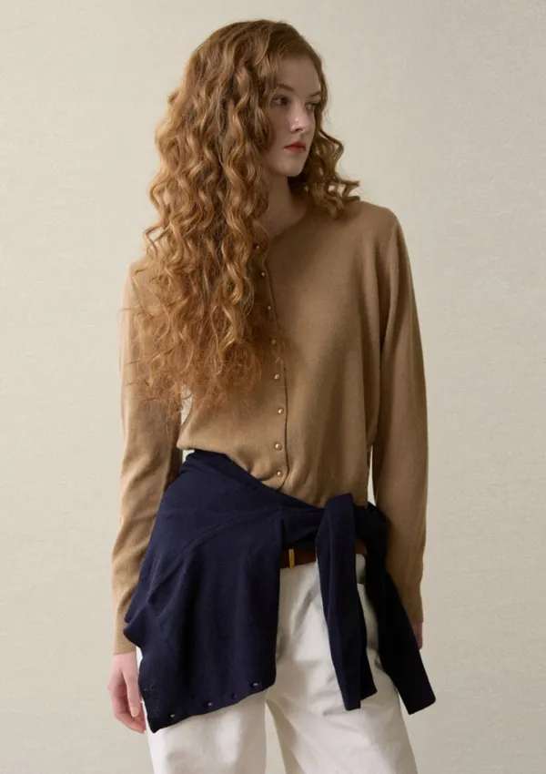 gold button cash CARDIGAN BEIGE