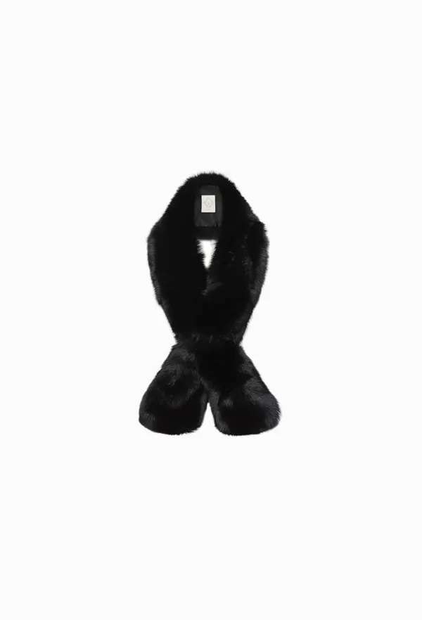 [WHITE LABEL] Beatrice Fox Fur Shawl (Black)