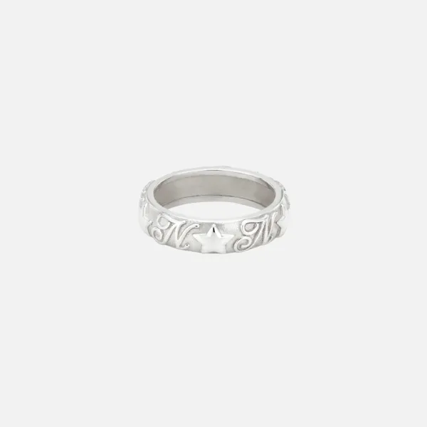 [silver925] star logo wide ring-silver