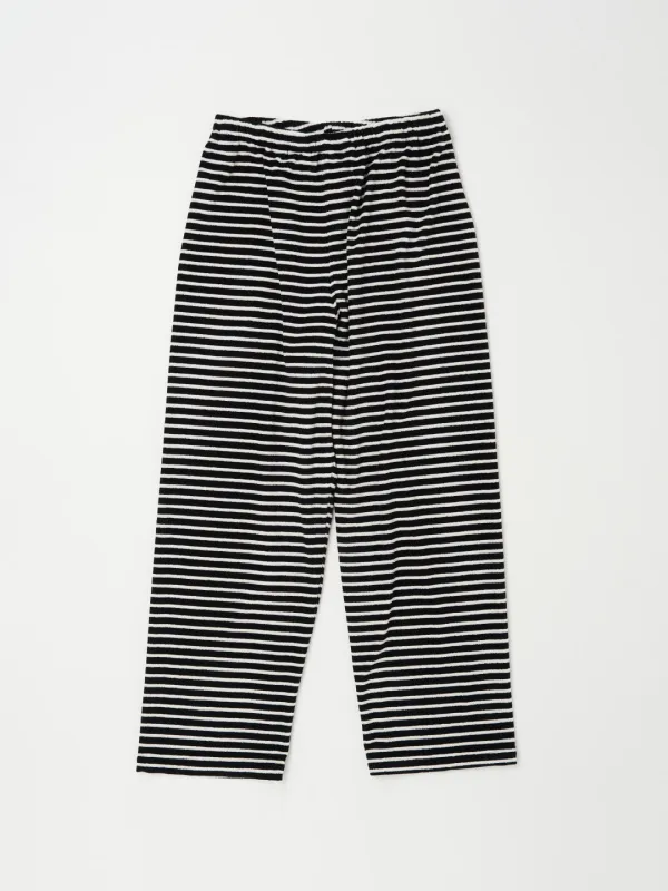 STRIPE TERRY SLEEP PANTS IN BLACK