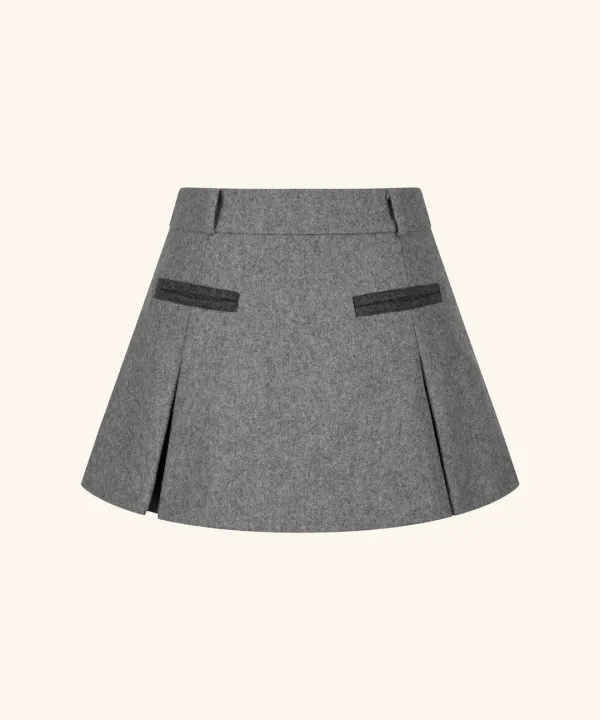 Claude Pocket Wool Mini Skirt ( Gray )