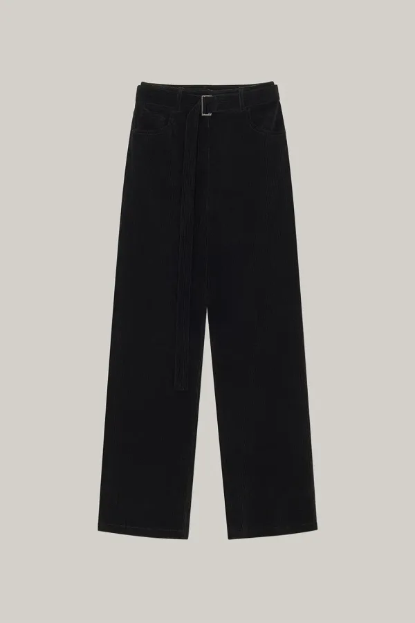 Corduroy Belted Pants (black)