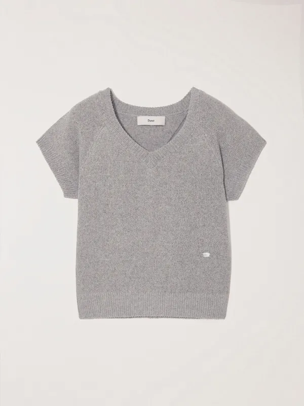 SUMMER LINEN V-NECK KNIT MELANGE GREY_UDSW6B233G2