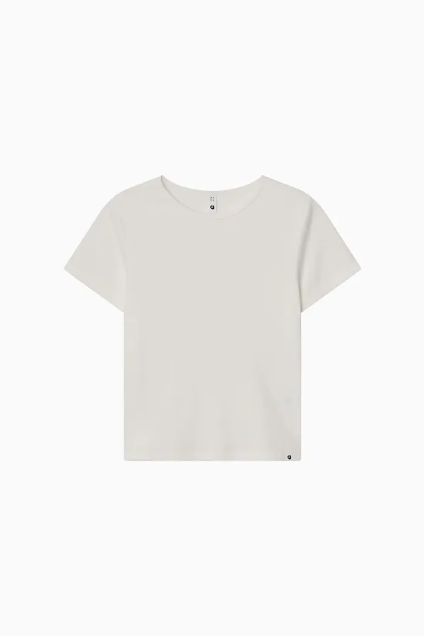 BASIC SLIM RIBBED T-SHIRT, WHITE