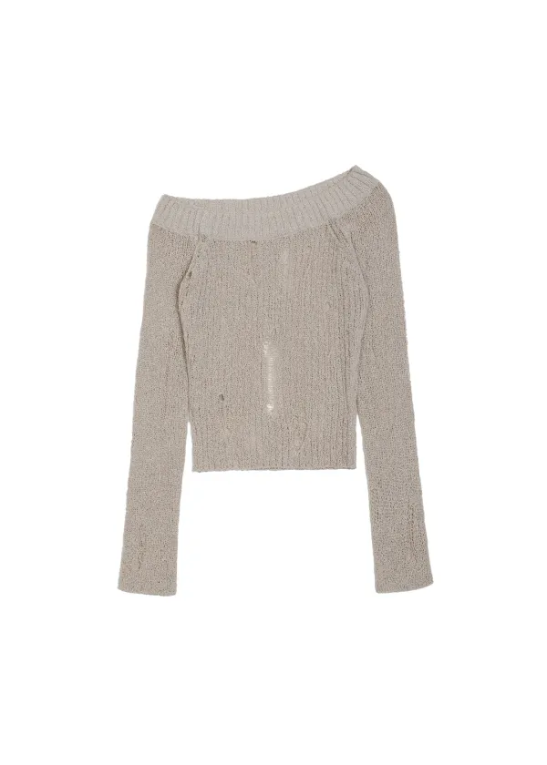 GRUNGE ONE-SHOULDER KNIT, BEIGE