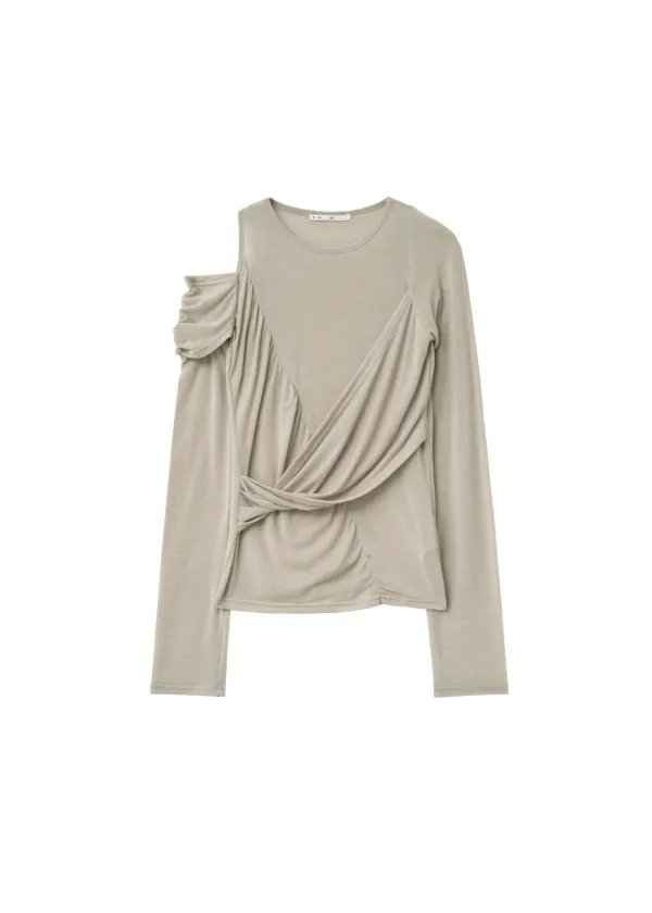 TWIST DRAPE TOP, BEIGE