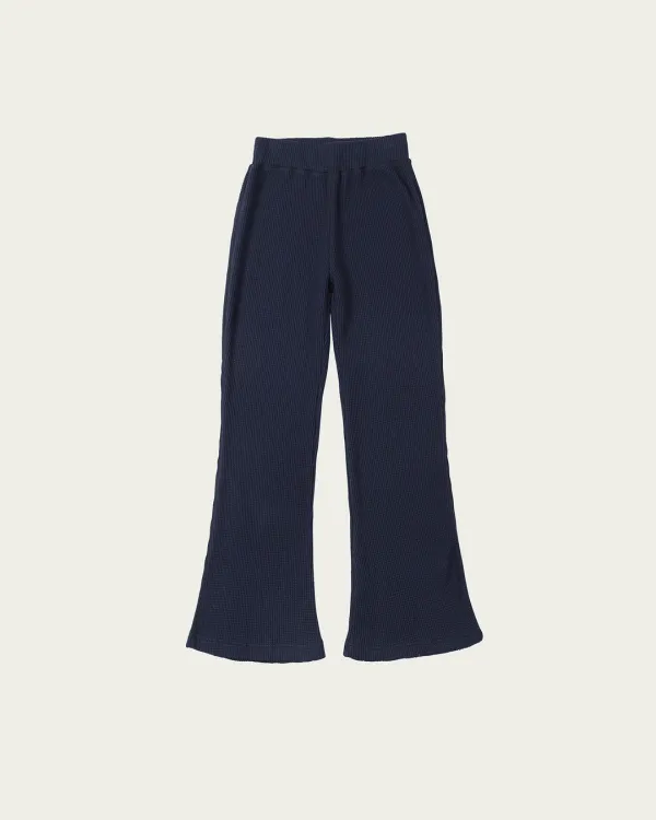 Grid Waffle Pants - Navy