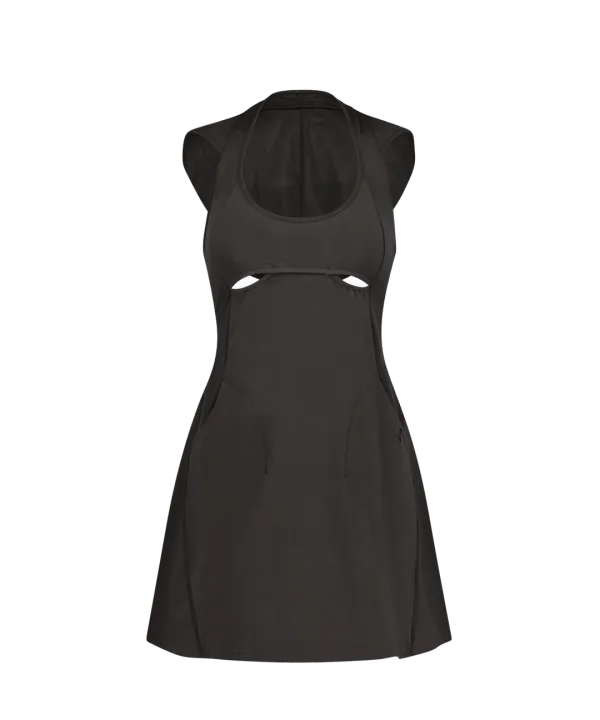 Halter Hoodie Apron Dress / Charcoal
