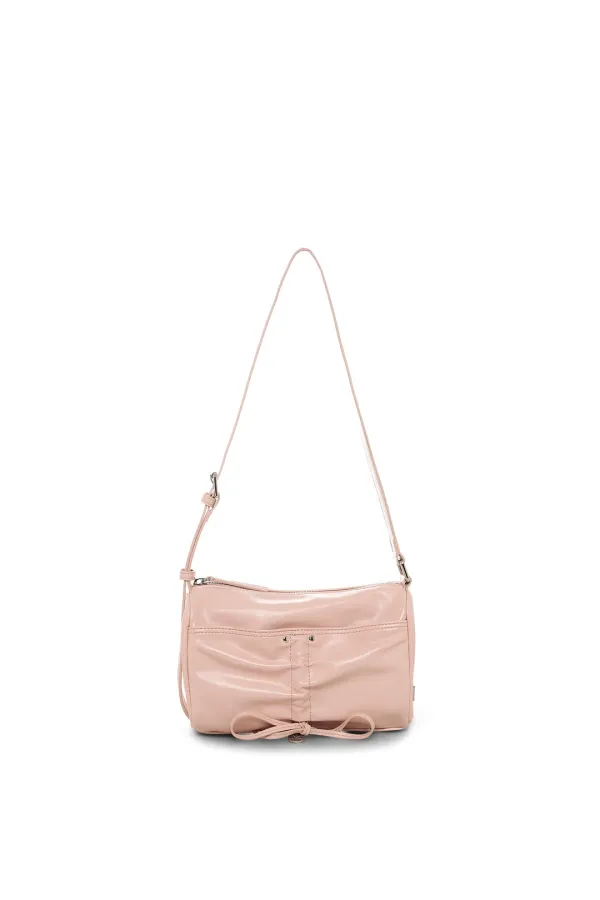 FRONT SHIRRING RIBBON MINI BAG IN PINK
