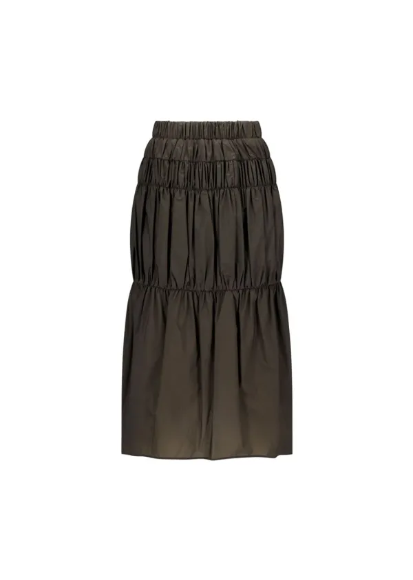 Nylon Shirring Skirt, Brown