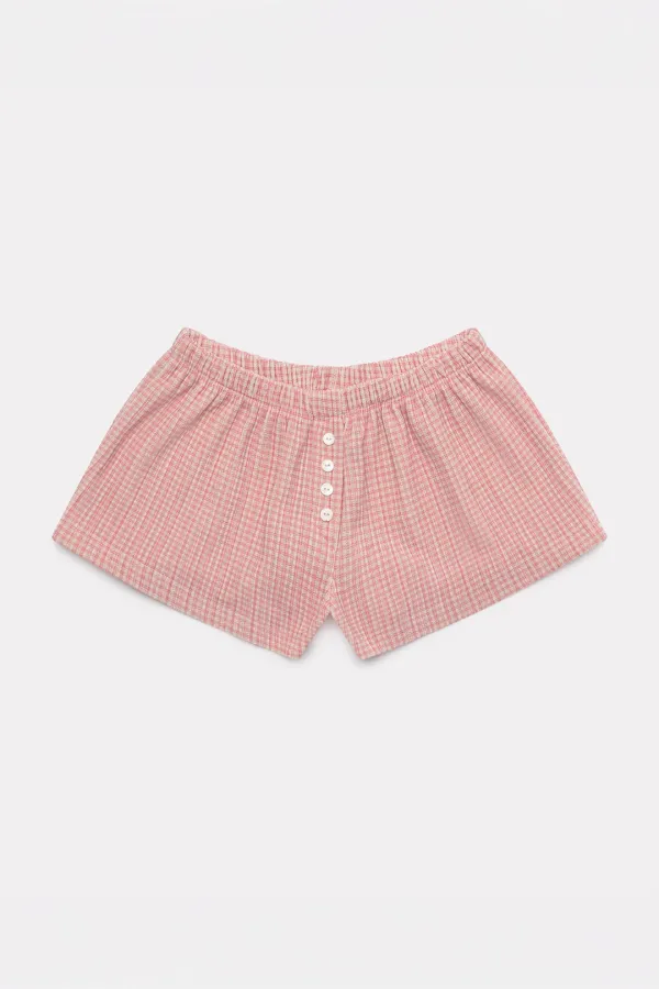 Check Mini Shorts_Coral