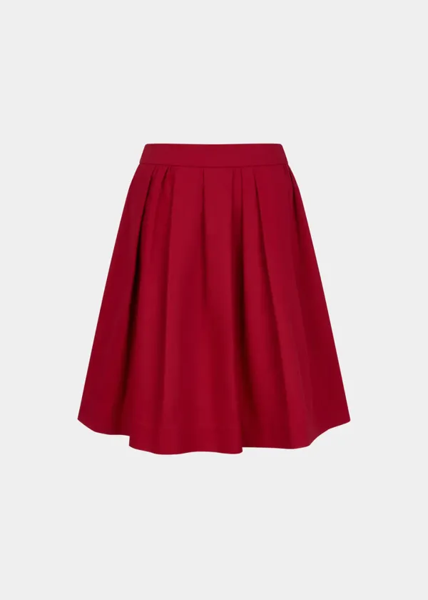 W FLARED COTTON SKIRT - RED