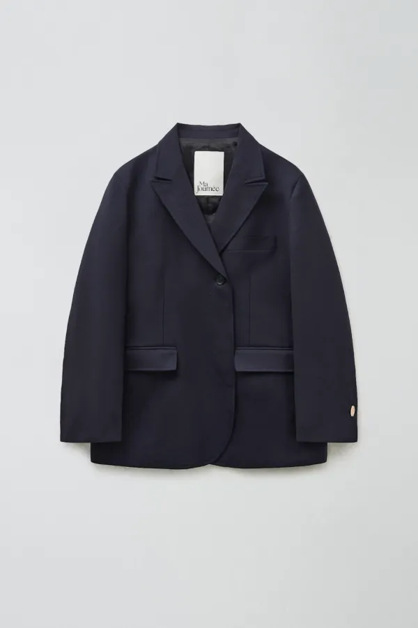 BOYFRIEND ONE BUTTON JACKET_NAVY