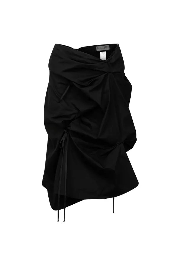 STRAP PULLED SKIRT BLACK