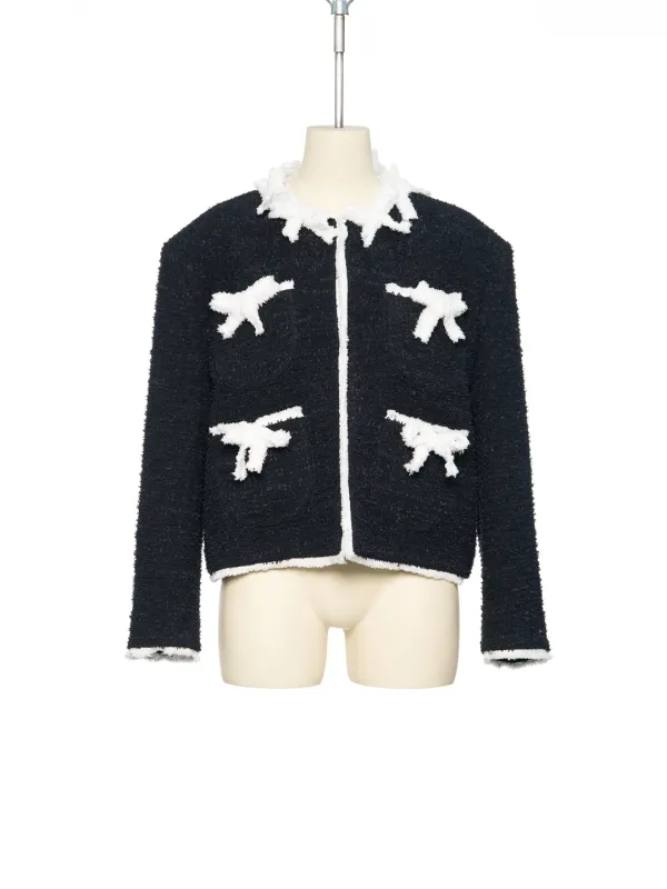 FW25 UNDERLINE BLACK RIBBON TWEED JACKET