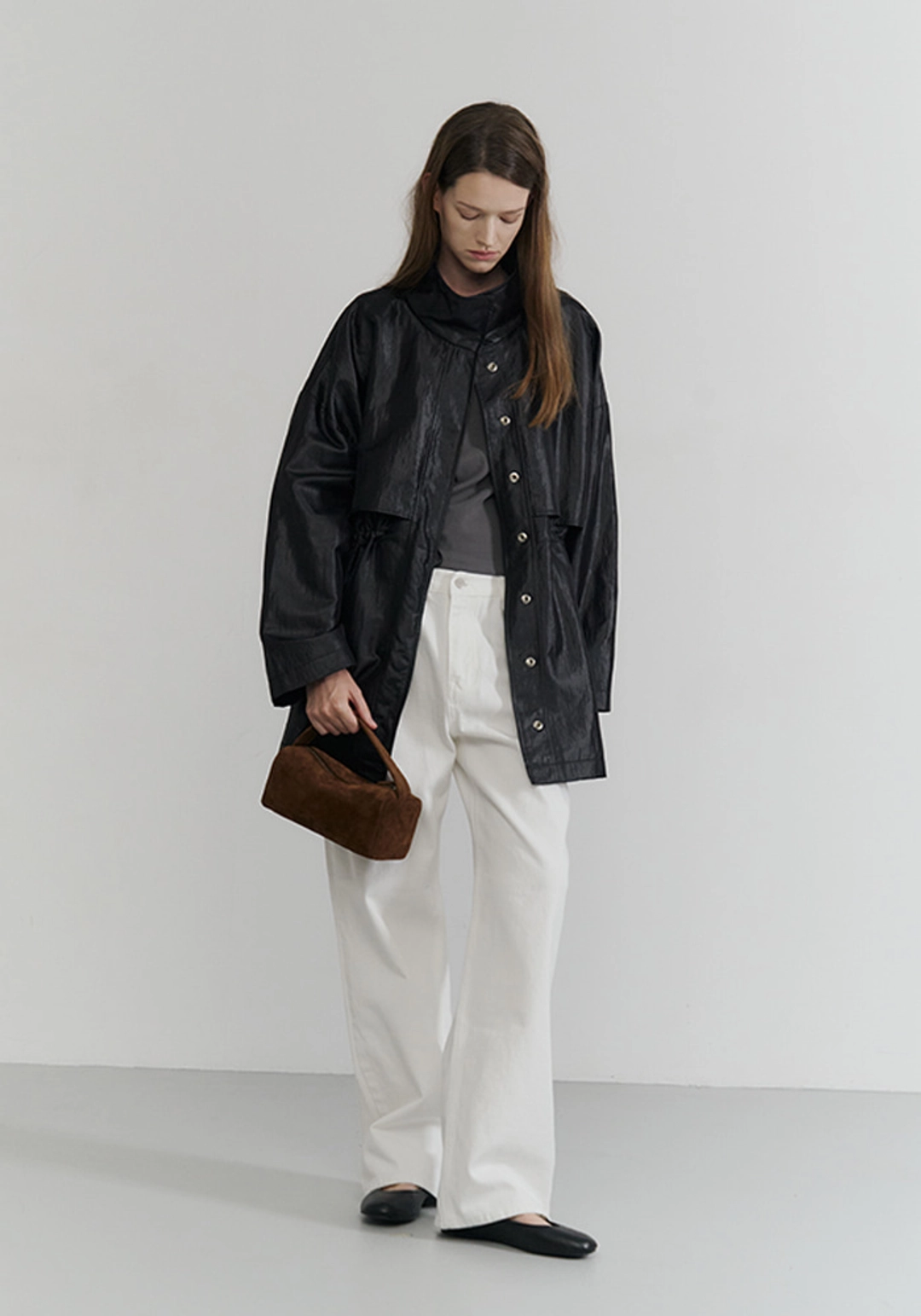 이브세이지 Glossy midi jacket (Black) 상품 이미지 2