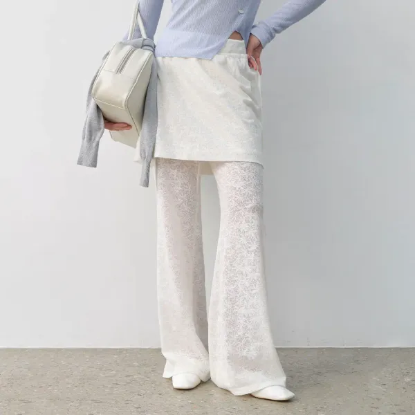 (PT-5625)SIDE STRING LACE SKIRT PANTS
