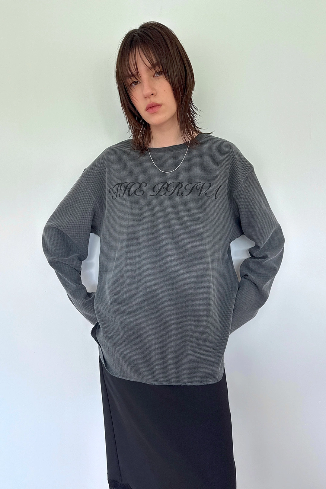 다이애그널 SLOGAN WAFFLE LONG SLEEVE TEE 상품 이미지 2