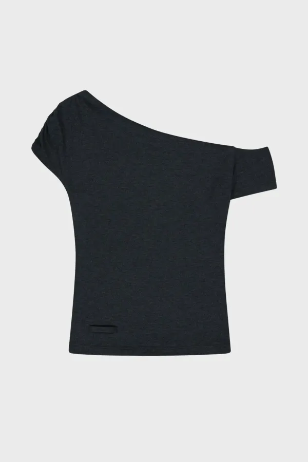 UNBALANCED ONE-SHOULDER TOP (CHARCOAL)