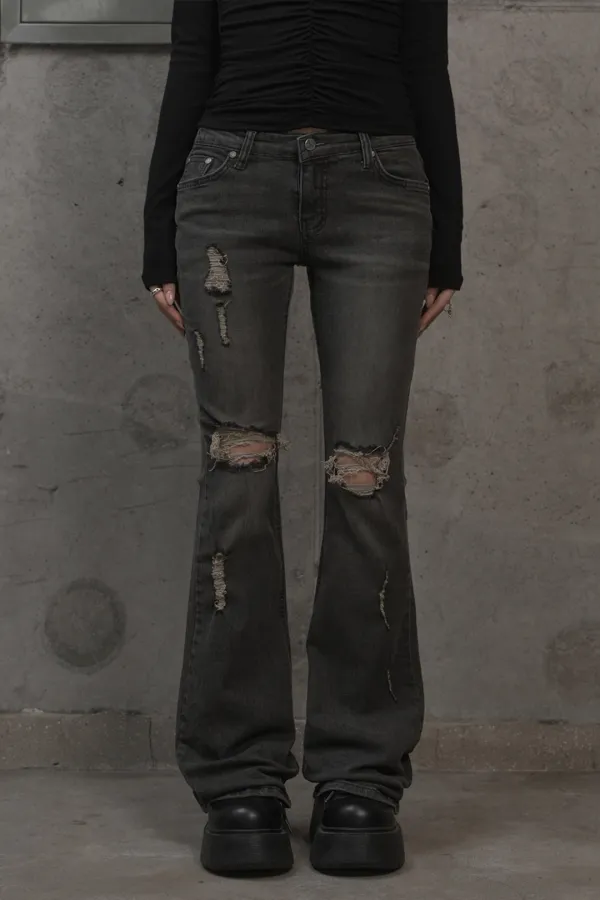 Distressed Bootcut Jeans (black)