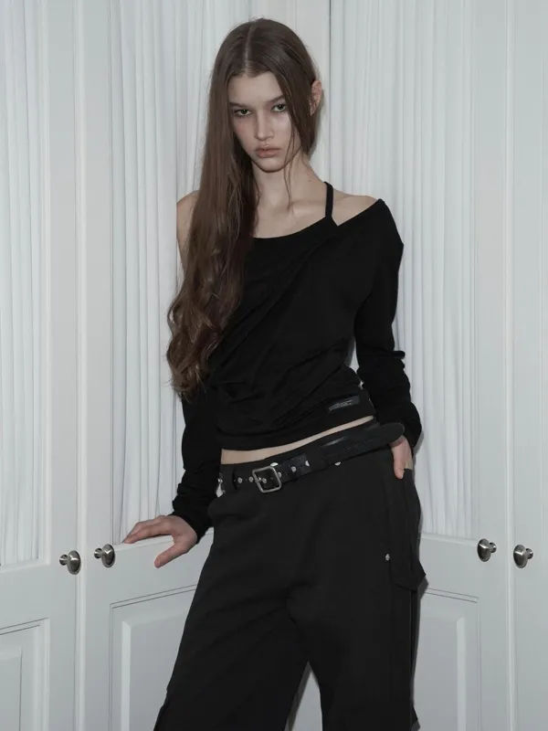 [2nd Reorder] Deep U-Neck Flow Layered Top (black)