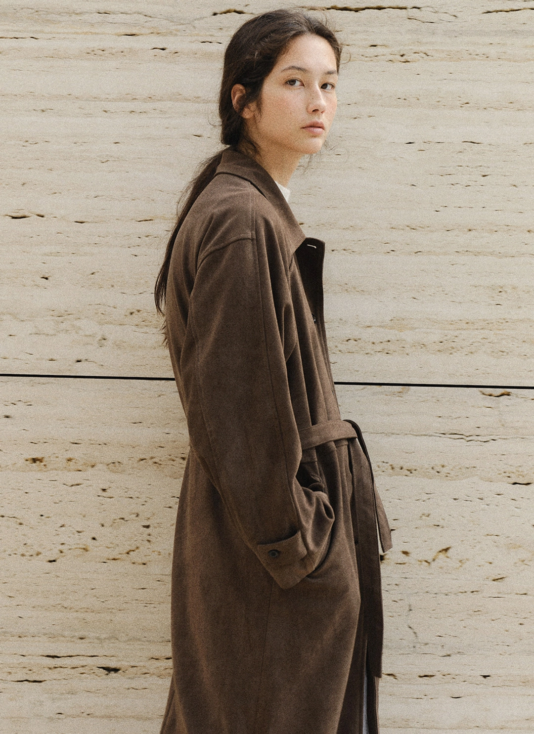르닐 Courtney Suede Long Coat (Brown) 상품 이미지 3