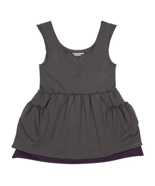 SHIRRING POCKET SLEEVELESS CHARCOAL