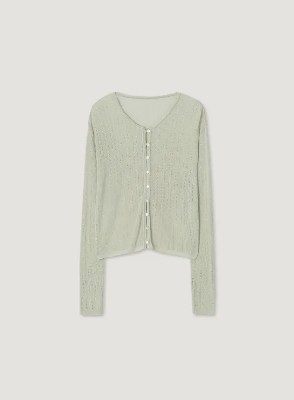 SARUBI LINEN CARDIGAN_LIGHT GREEN