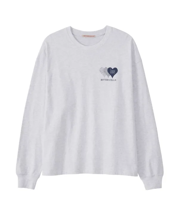 Sporty Heart Long Sleeve-Light Grey
