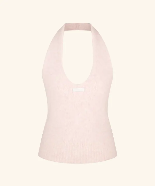 Letters Hairy Bustier Wool Knit ( Pink )