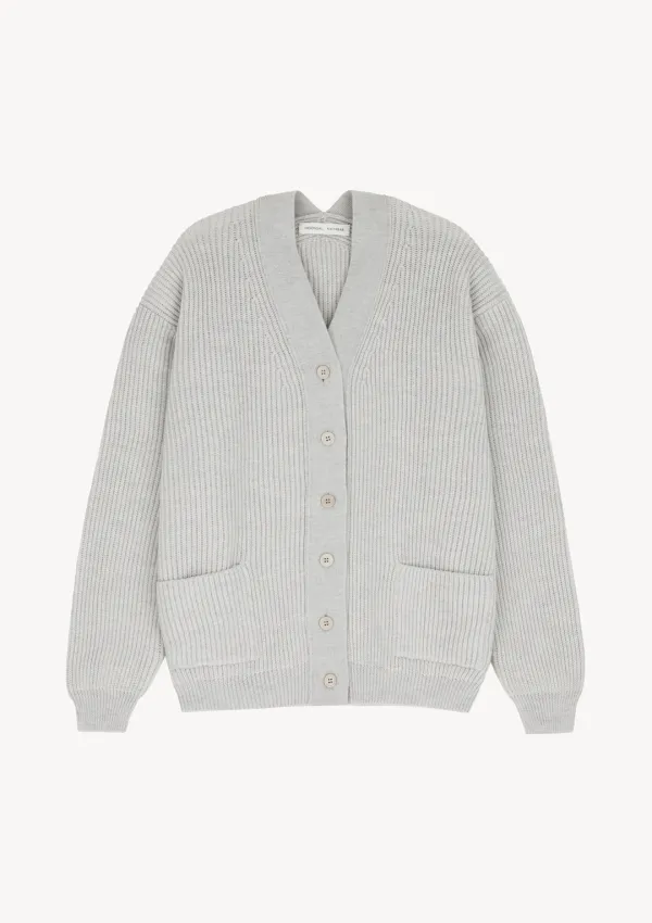 Pauline Ribbed Cardigan in Melange Gray