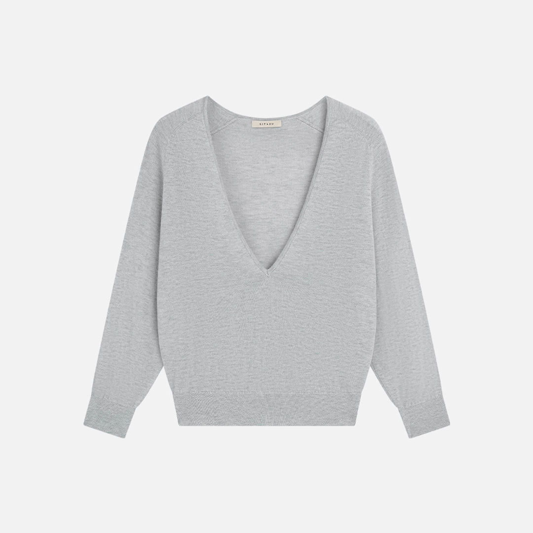 시야쥬 SIKN2202 소프트 울 딥 브이넥 니트_Light gray 상품 이미지 2