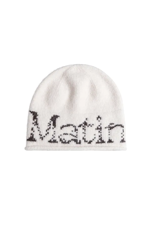 BOUCLE CRACK LOGO BEANIE IN LIGHT BEIGE
