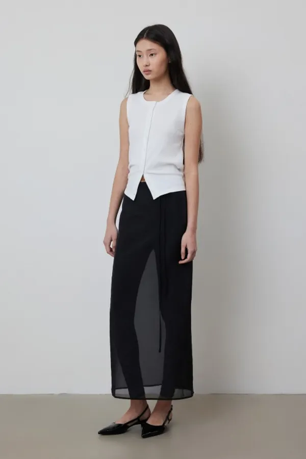 See-through Wrap Layered Skirt