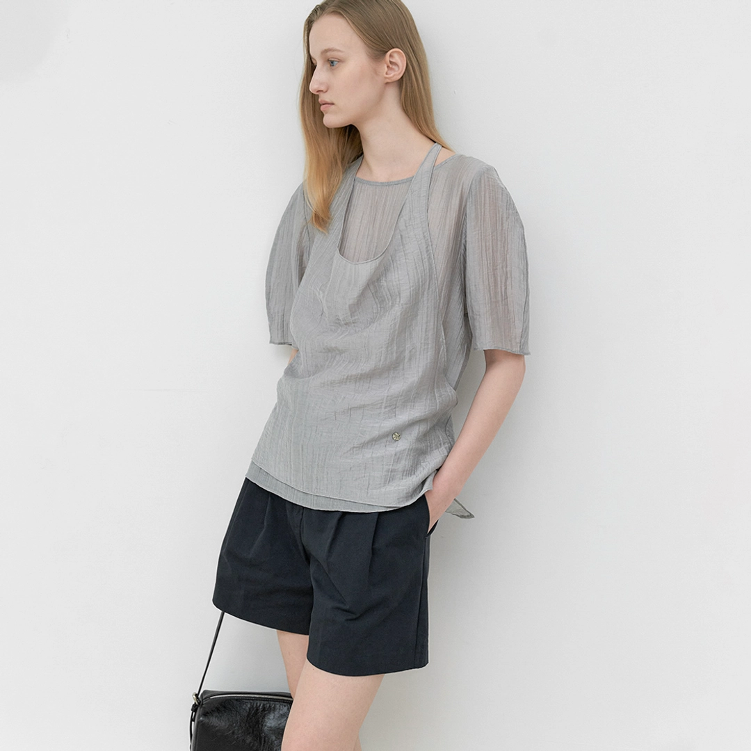 아뜰리에 나인 (BL-4449)SHEER HALTER NECK TOP SET S 상품 이미지 2