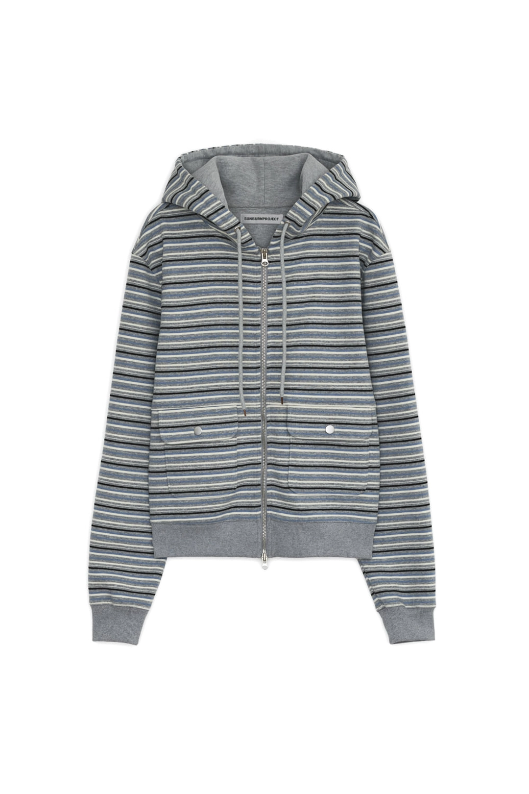 썬번프로젝트 STRIPE FLAP POCKET HOODIE ZIP-UP, GRAY 상품 이미지 1