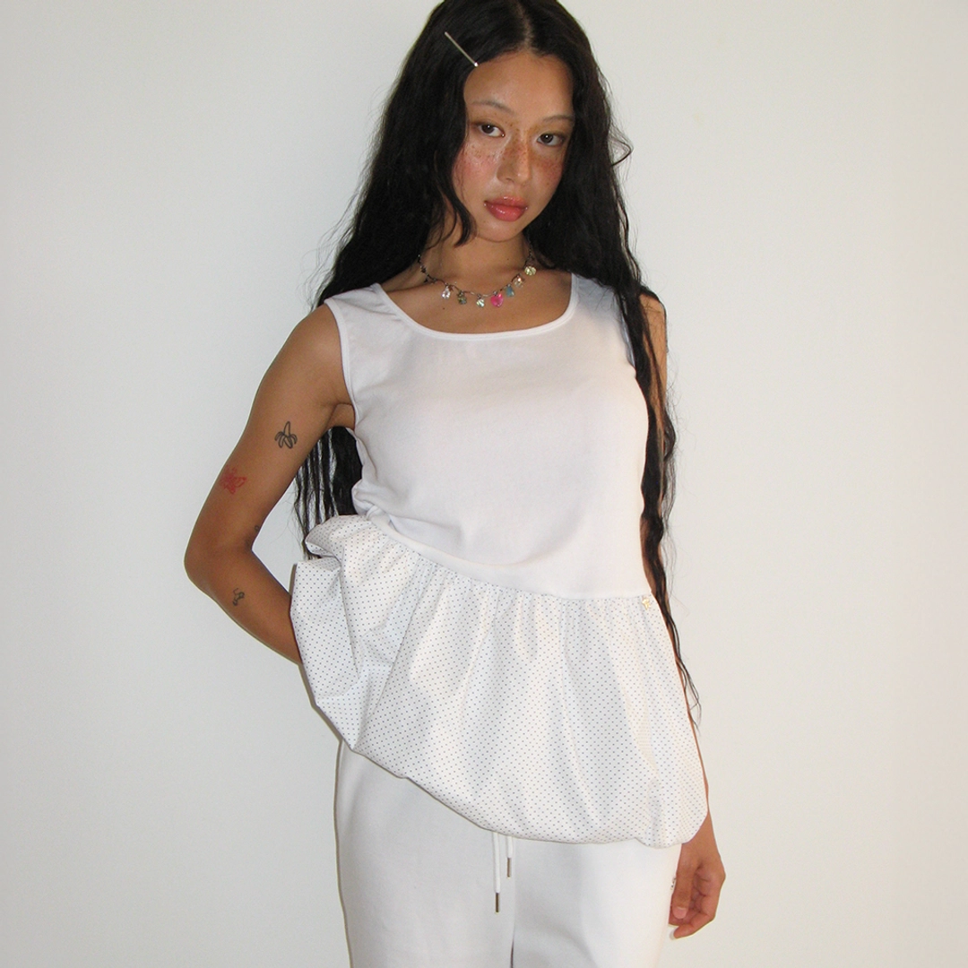 론론 PUMPKIN LAYERED SLEEVELESS WHITE DOT 상품 이미지 2